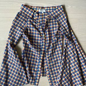 Caroline Constas Off Shouler Multicolor Checkered Buttom Down - XS